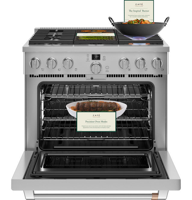 Cuisinière commerciale intelligente au gaz de 36 po Café™ avec 6 brûleurs (gaz naturel) - CGY366P2TS1