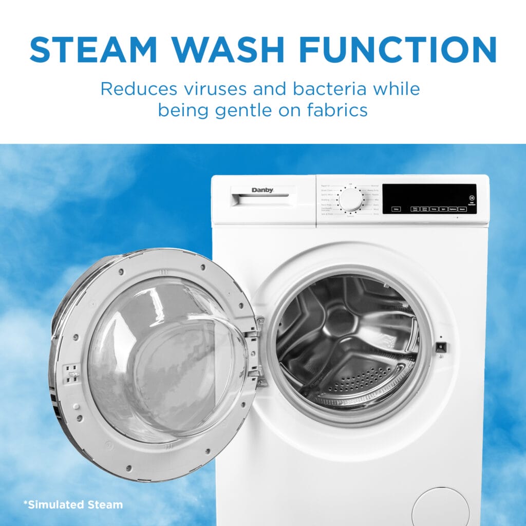 Danby 24-inch, 2.2 cu. ft. Stackable Front Load Washer with Steam in White - DWM022D3WDB
