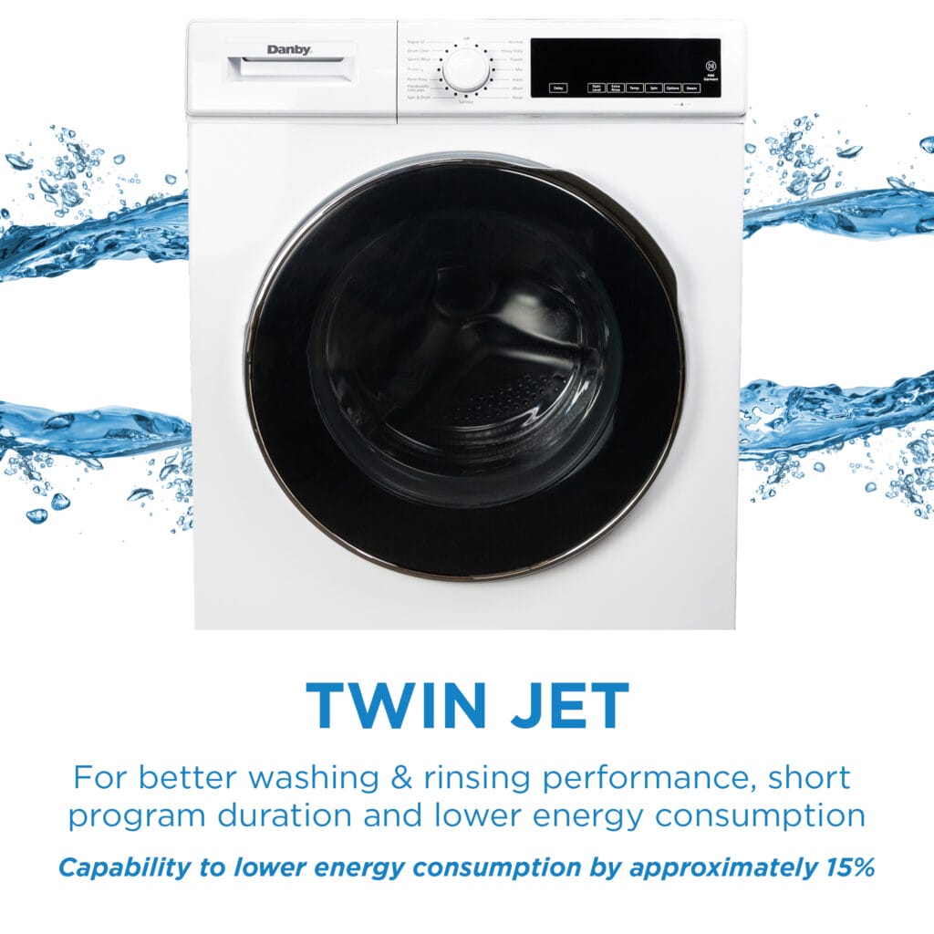 Danby 24-inch, 2.2 cu. ft. Stackable Front Load Washer with Steam in White - DWM022D3WDB