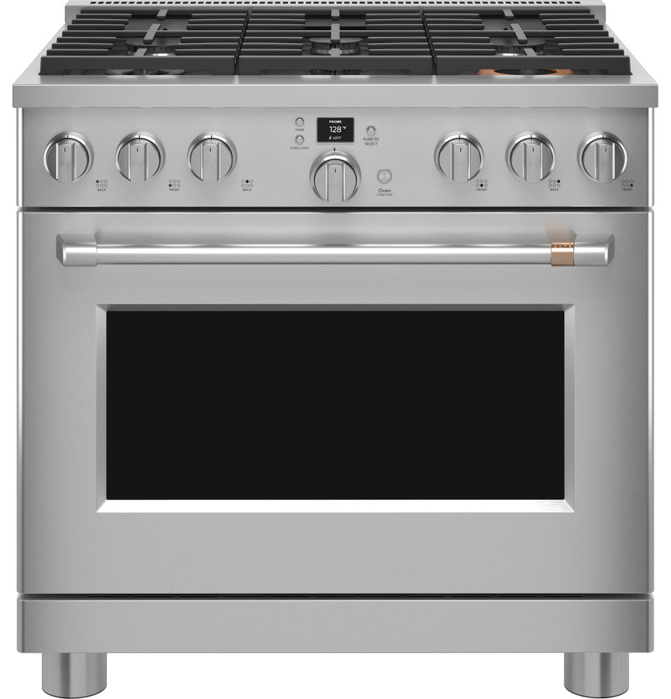 Cuisinière commerciale intelligente à double combustible Café™ de 36 po avec 6 brûleurs (gaz naturel) - C2Y366P2TS1