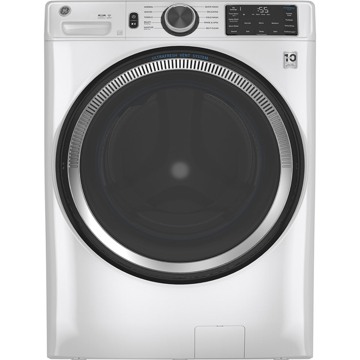 GE® 5.5 cu. ft. (IEC) Capacity Washer with Built-In Wifi White - GFW550SMNWW