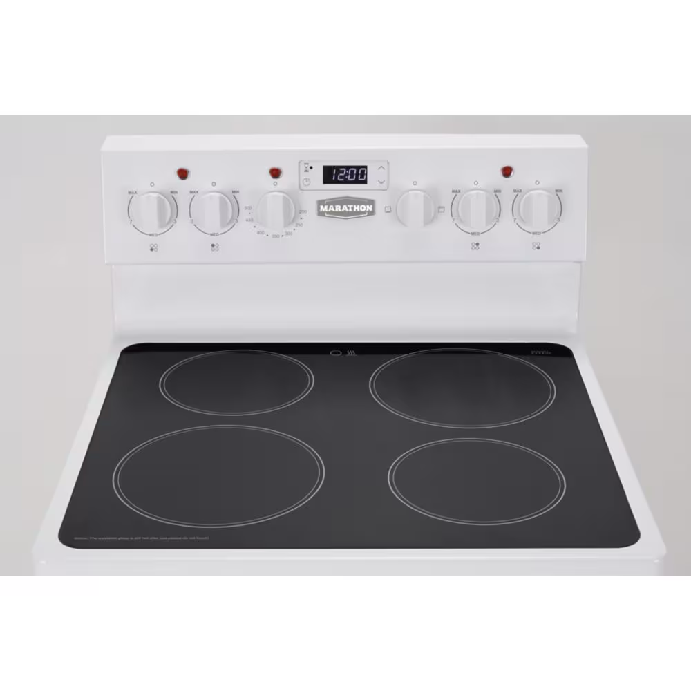 Cuisinière électrique Marathon de 24 po avec surface lisse en céramique Schott blanche - MER245W-2