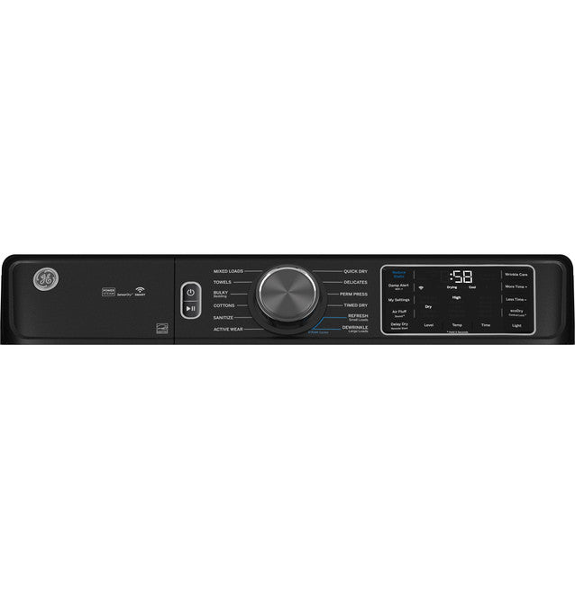 Sécheuse électrique intelligente à chargement frontal GE® ENERGY STAR® d'une capacité de 7,8 pi³ avec cycle de vapeur et de désinfection - GFD65ESMVDS