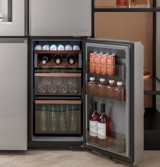 Café™ ENERGY STAR® 27.4 Cu. Ft. Smart Quad-Door Refrigerator in Platinum Glass - CQE28DM5NS5