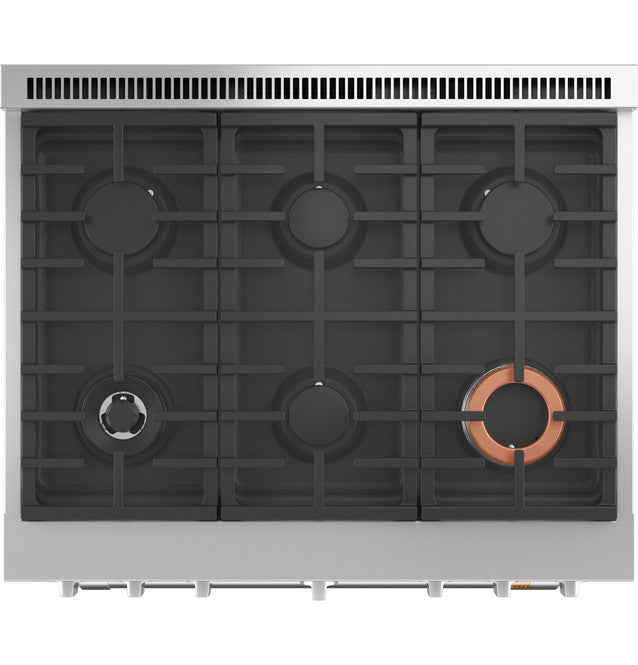 Cuisinière commerciale intelligente à double combustible Café™ de 36 po avec 6 brûleurs (gaz naturel) - C2Y366P2TS1