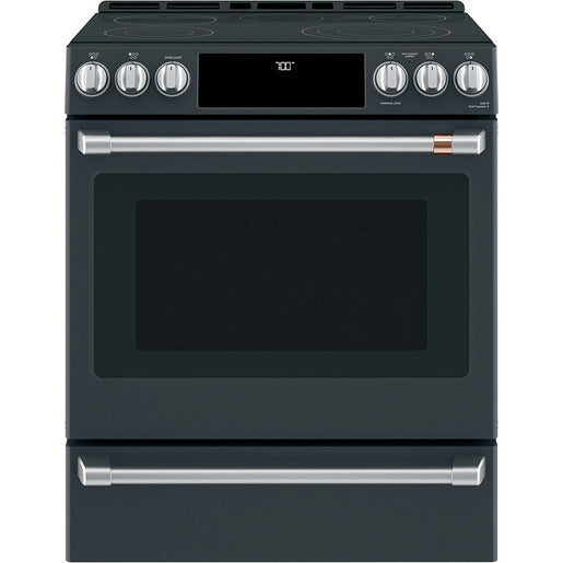 Café™ 30" Slide-In Front Control Radiant and Convection Range Matte Black - CCES700P3MD1