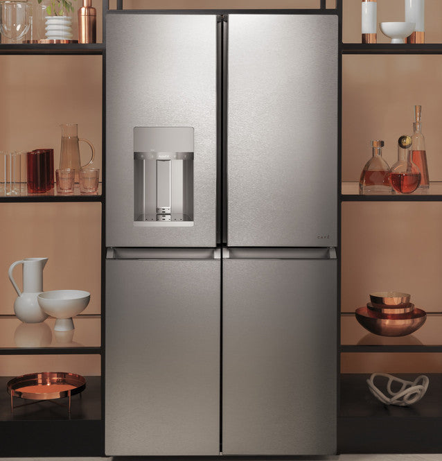 Café™ ENERGY STAR® 27.4 Cu. Ft. Smart Quad-Door Refrigerator in Platinum Glass - CQE28DM5NS5