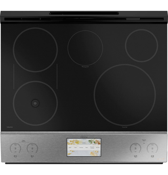 Cuisinière intelligente encastrable de 30 po Café™ à commandes frontales, à induction et à convection avec caméra intégrée au four en verre platine