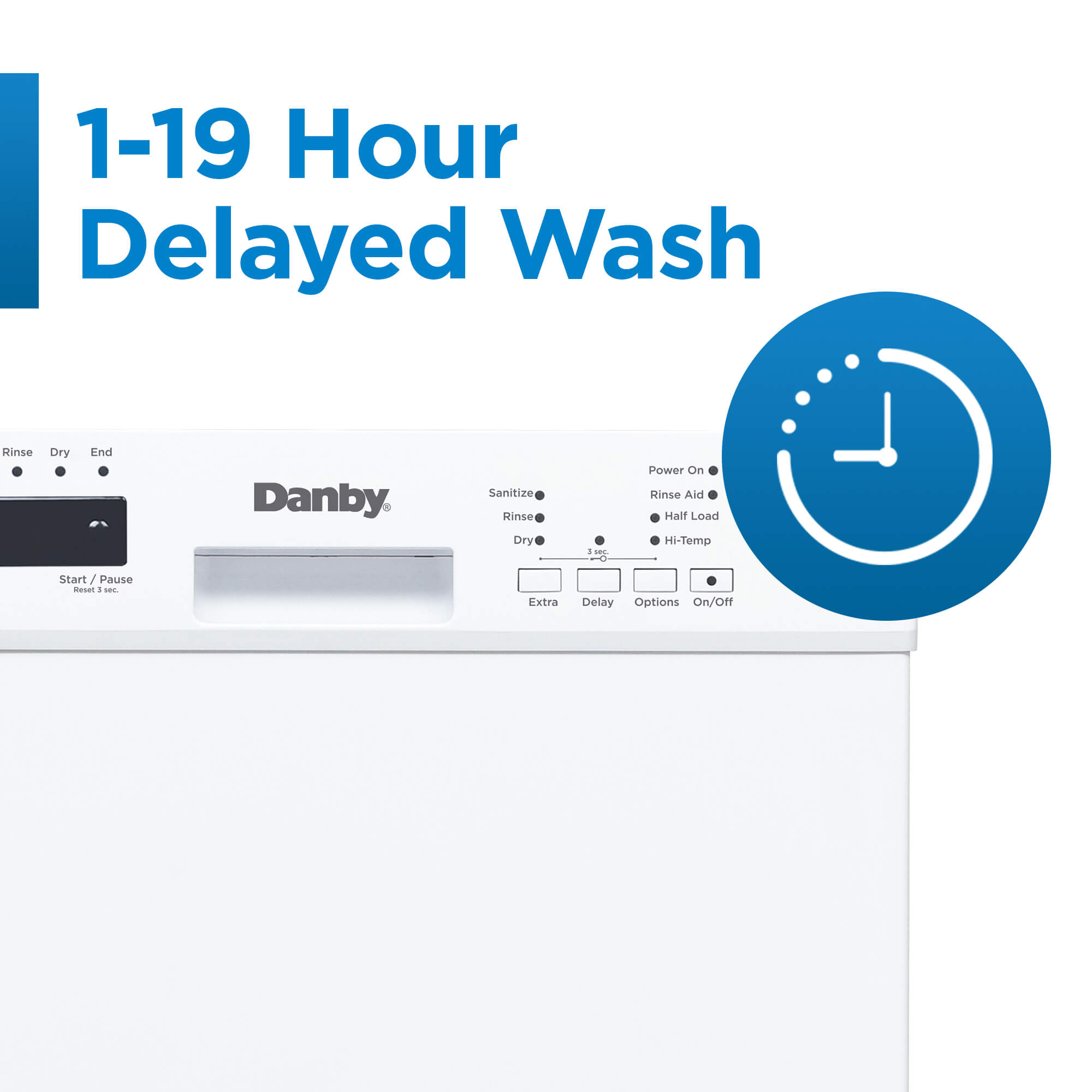 Danby 18″ Wide Built-in Dishwasher in White - DDW18D1EW