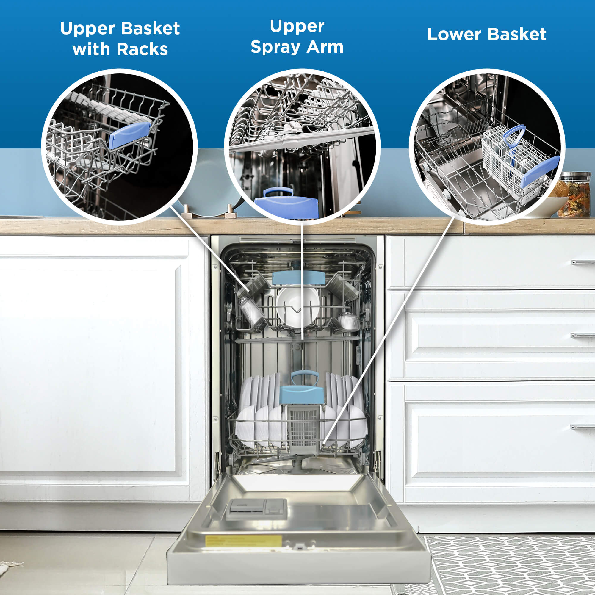 Danby 18″ Wide Built-in Dishwasher in White - DDW18D1EW