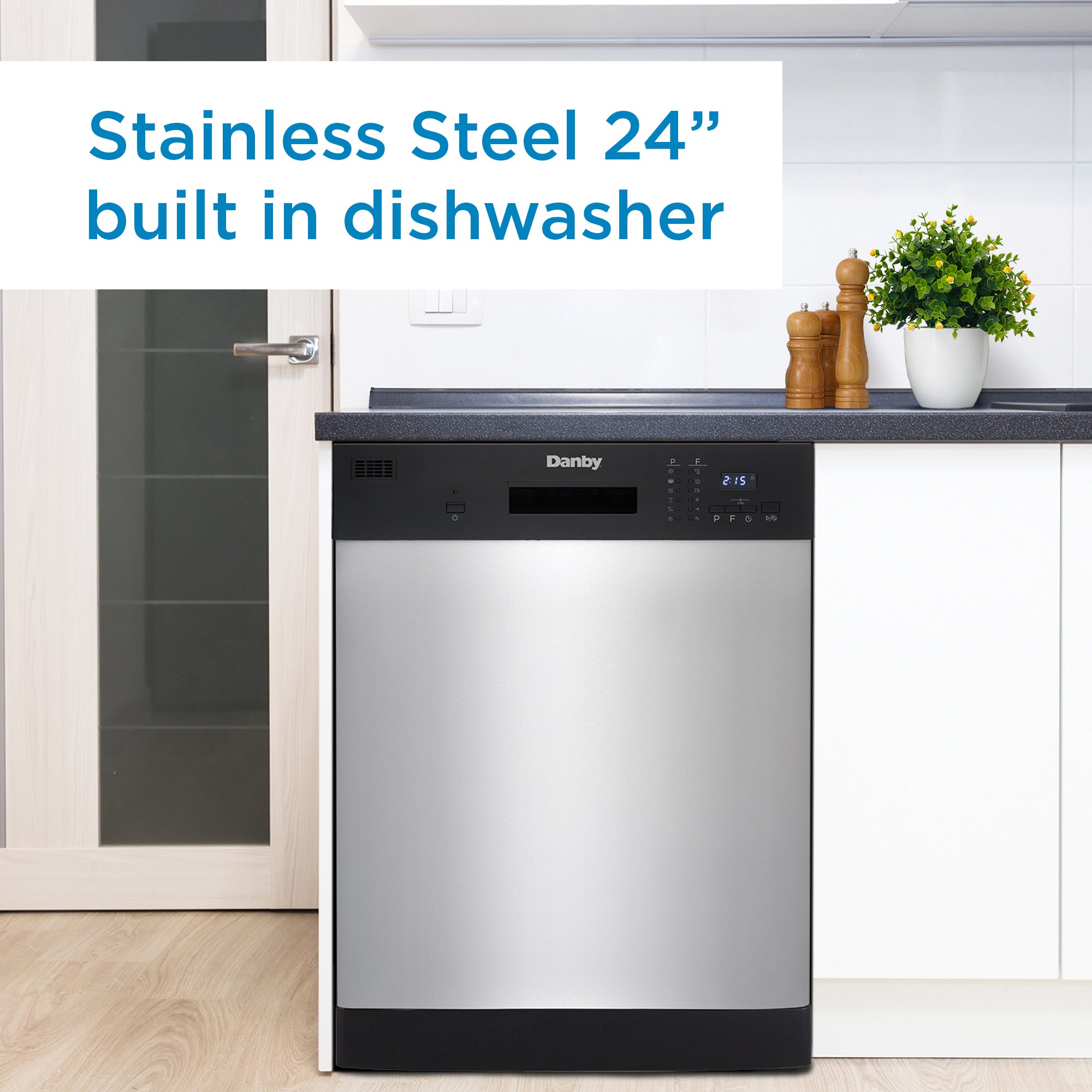 Danby 24″ Wide Built-in Dishwasher in Stainless Steel - DDW2404EBSS