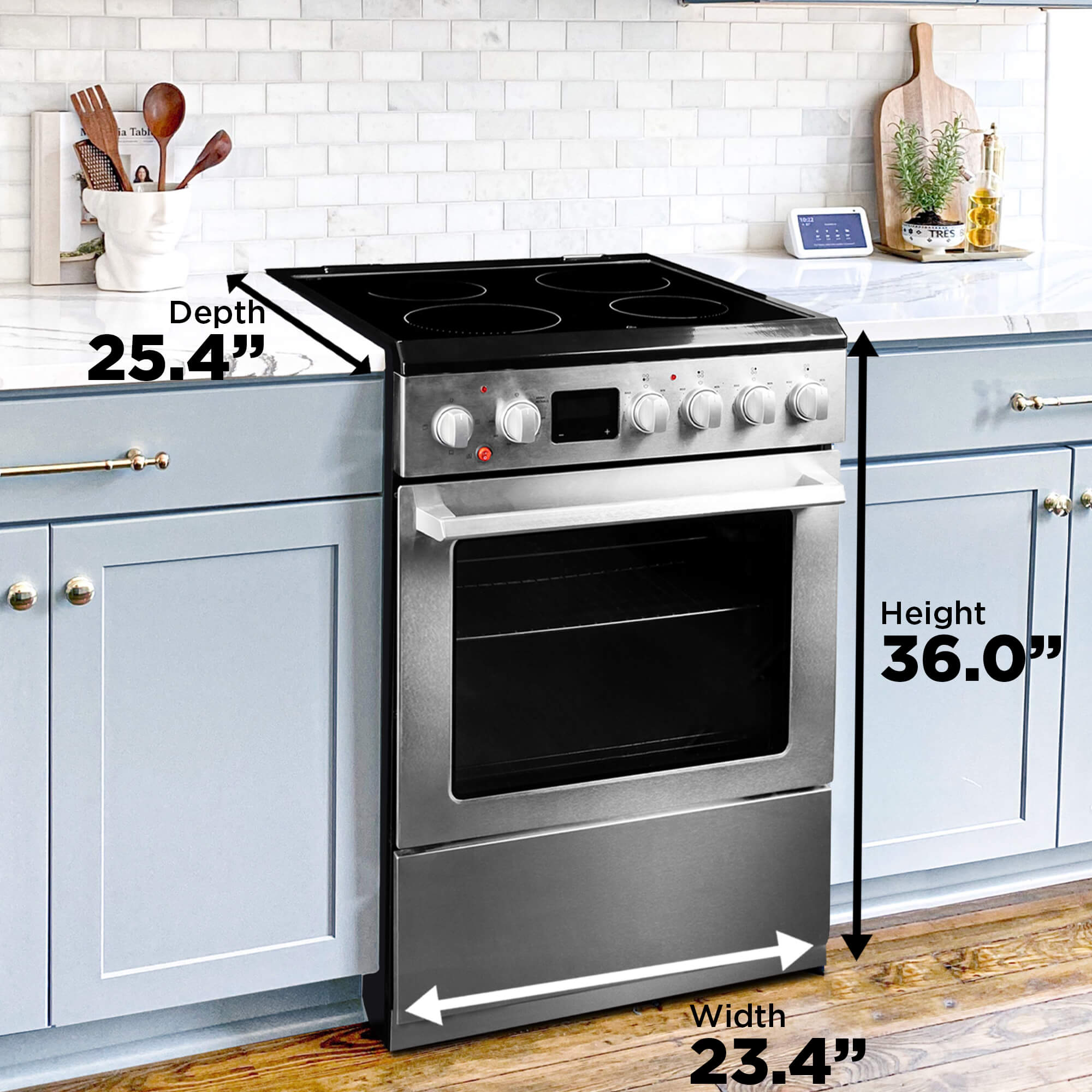 Danby 24″ TruAirFry Smooth top Slide-in Electric Range in Stainless Steel - DRCA240BSSC