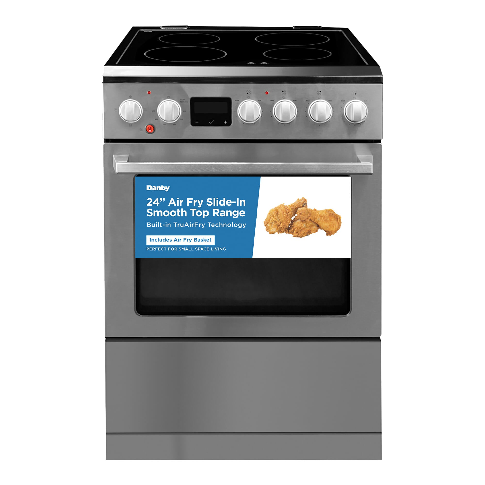 Danby 24″ TruAirFry Smooth top Slide-in Electric Range in Stainless Steel - DRCA240BSSC