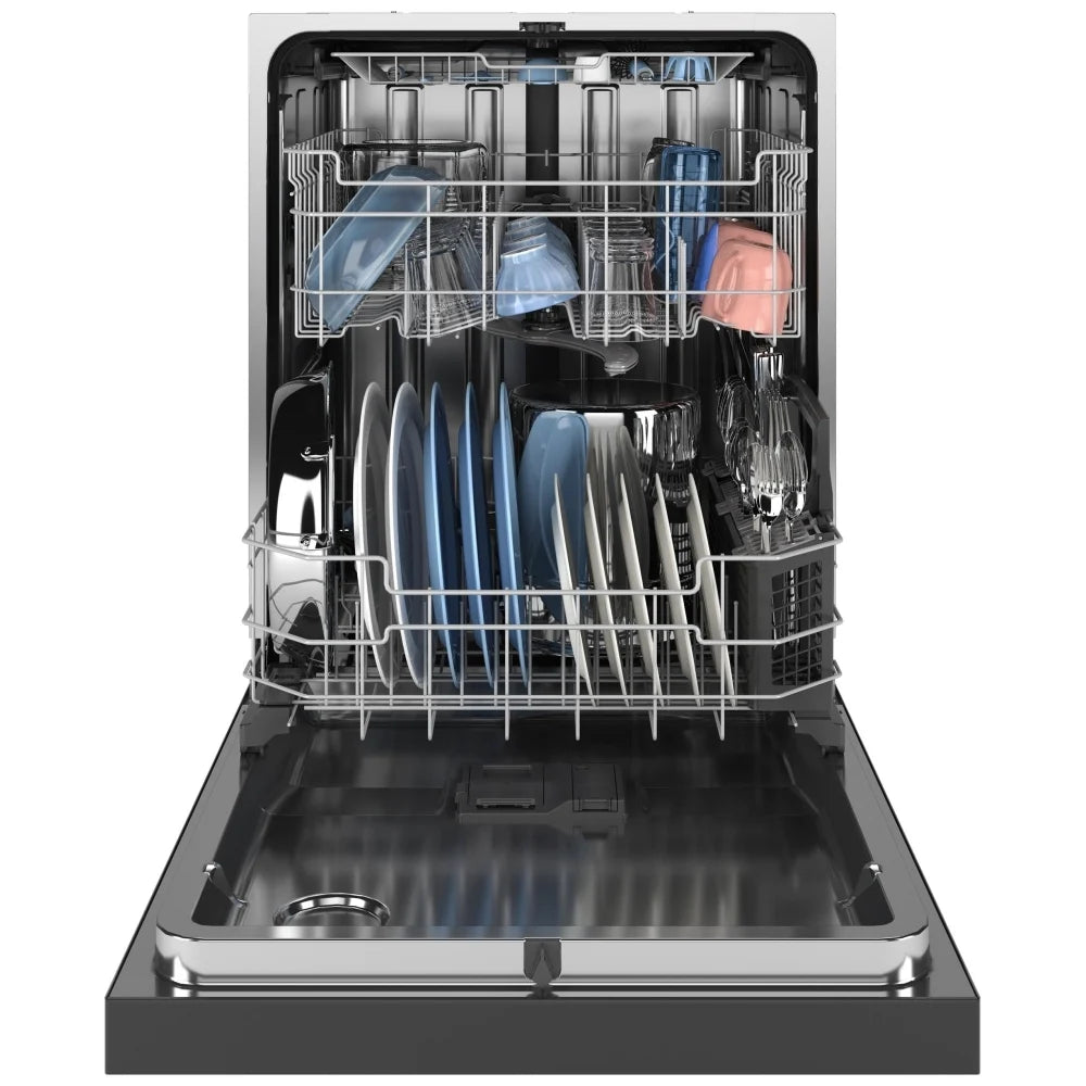 GE Front Control Stainless Steel Interior Dishwasher with Sanitize Cycle - GDF650SYVFS