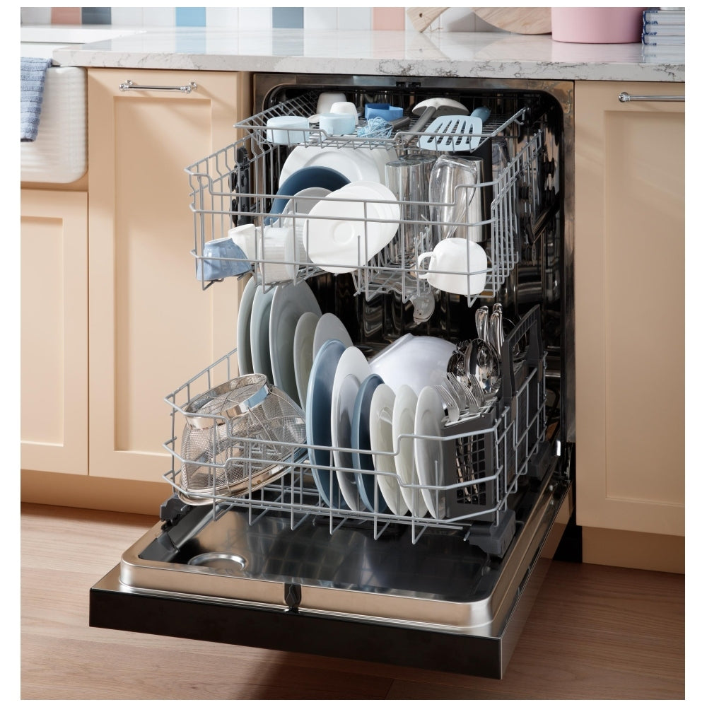 GE Front Control Stainless Steel Interior Dishwasher with Sanitize Cycle - GDF650SYVFS