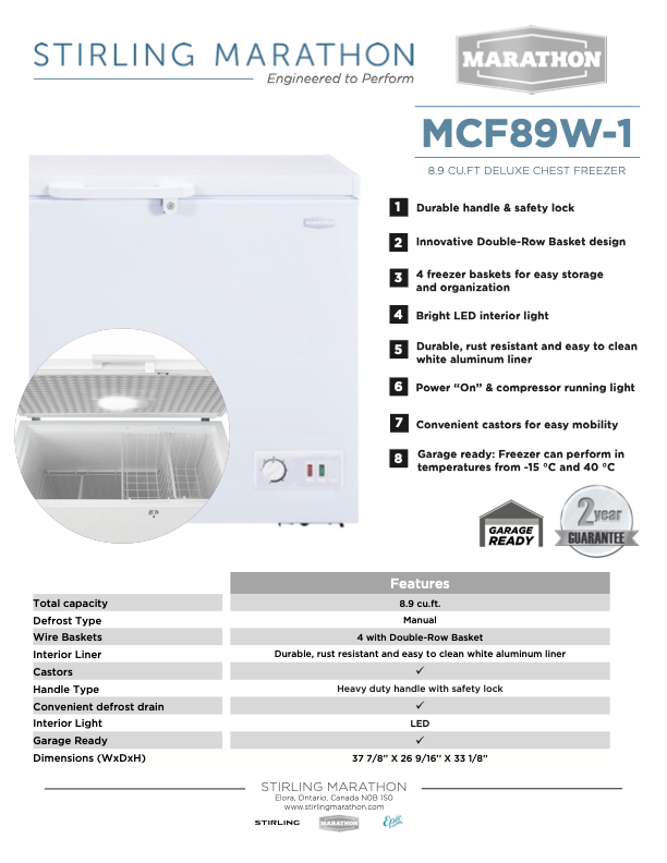 Marathon CHEST FREEZER - MCF89W-1