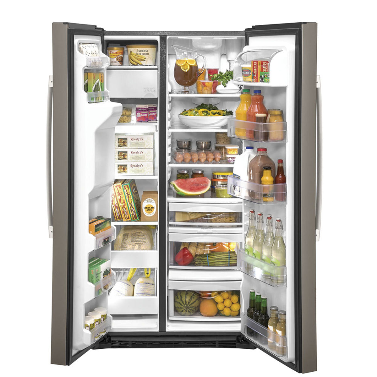 GE 21.8 Cu. Ft. Counter-Depth Side-By-Side Refrigerator Slate - GZS22IMNES